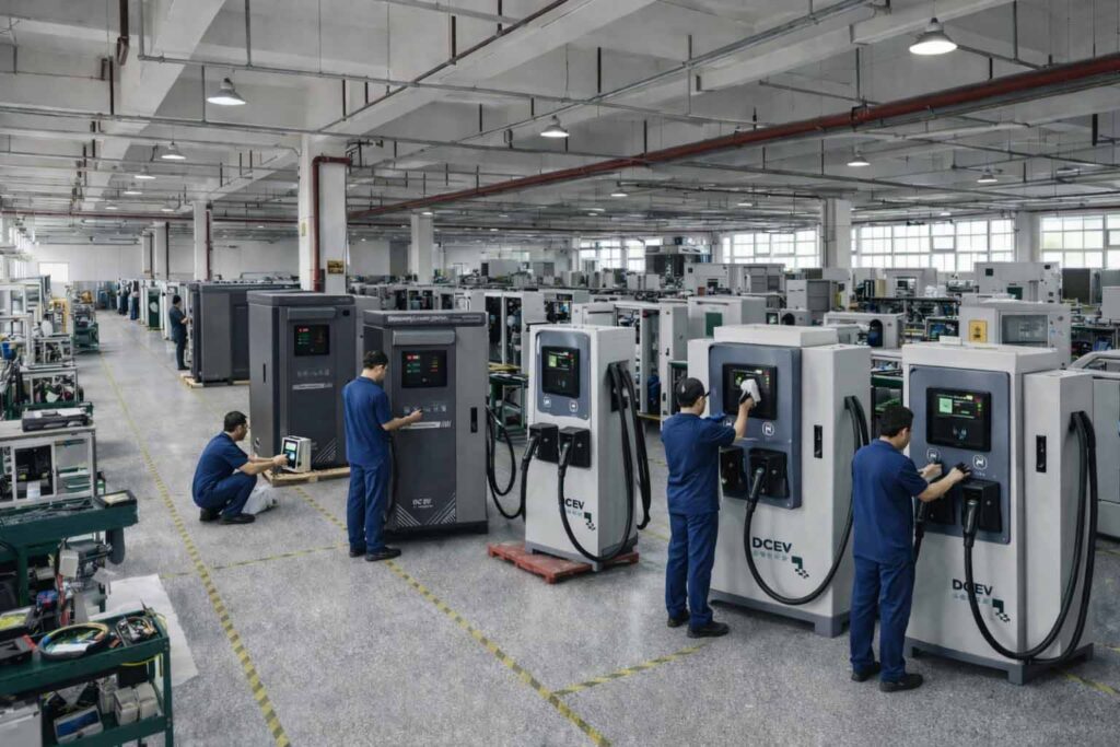 Integrated manufacturing system for AC and DC EV charger production