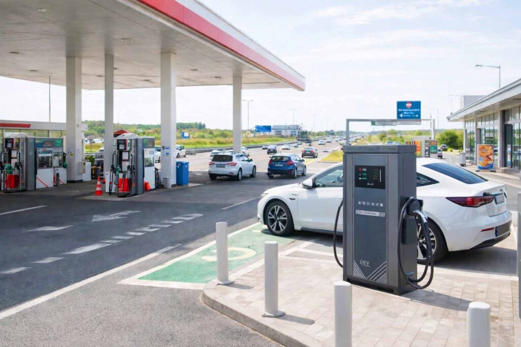 EV charging systems deployed at highway and service area petrol stations