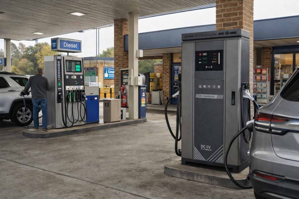 EV charging systems supporting the transition of petrol stations to multi-energy service sites