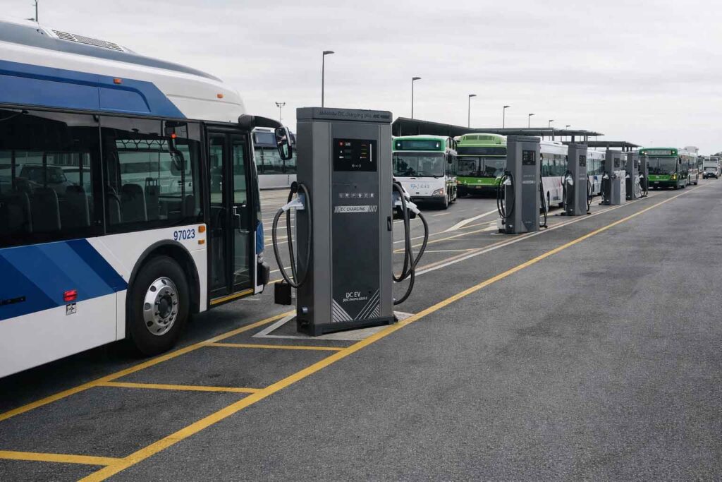 EV charging infrastructure for shuttle, bus, and corporate service fleets operating on defined routes